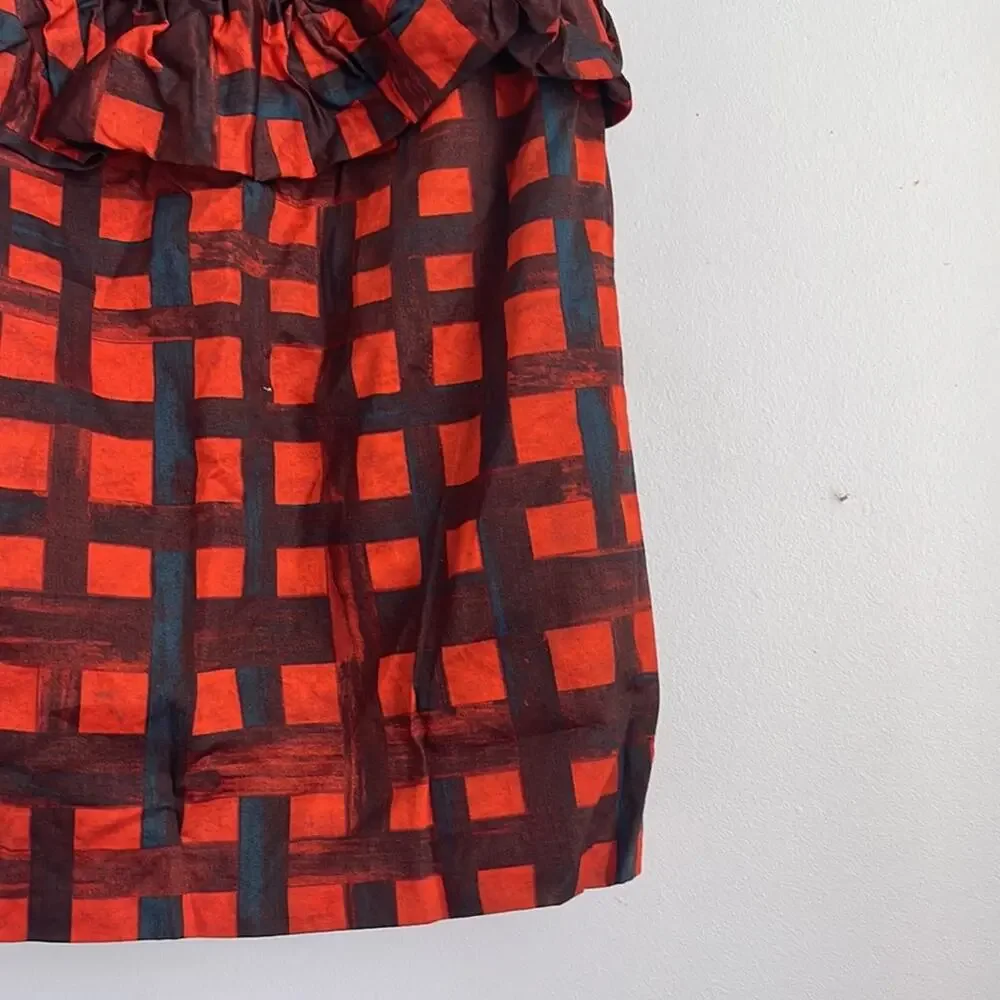 J. Crew Crewcuts cotton sleeveless plaid peplum ruffle dress sz 8